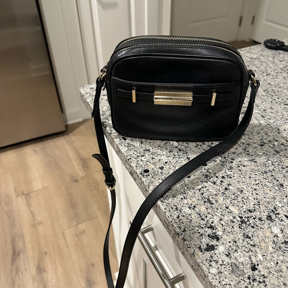 Ted Baker Black Leather Bag with Gold Accents